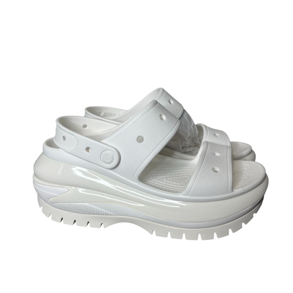NEW Crocs White Mega Crush Double Strap Slingback Platform Sandals Size 9 - Picture 1 of 7
